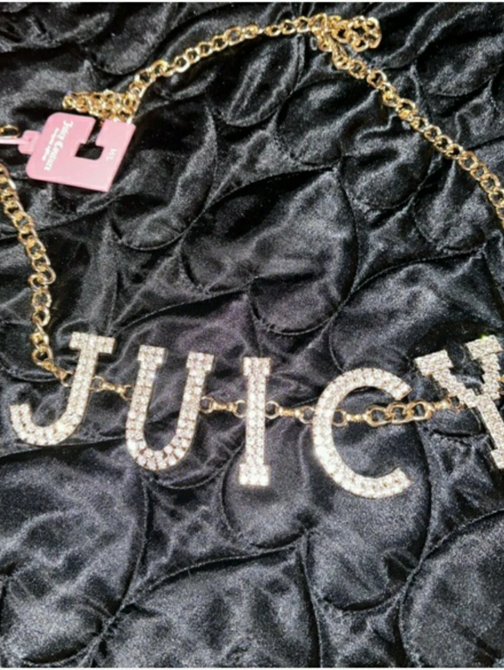 Juicy Couture Rhinestone Gold Tone Chain Belt Size M/L NWT